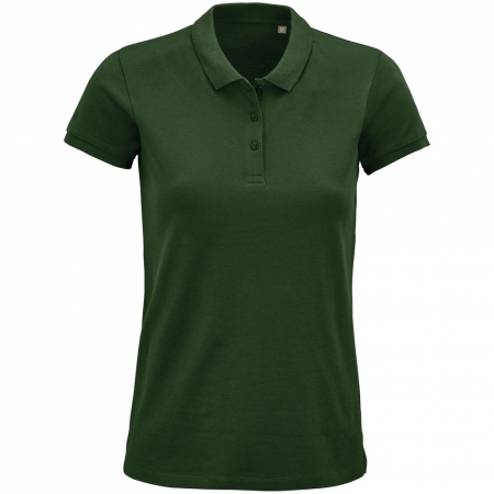Рубашка поло женская Planet Women, темно-зеленая купить с нанесением логотипа оптом на заказ в интернет-магазине Санкт-Петербург
