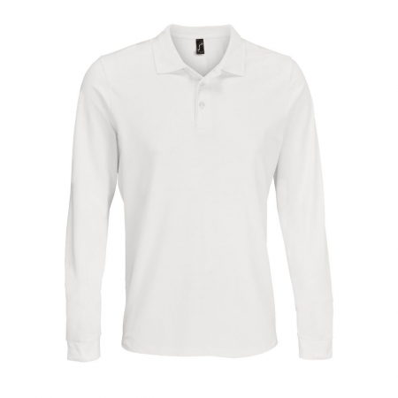 Рубашка поло с длинным рукавом Prime LSL, белая купить с нанесением логотипа оптом на заказ в интернет-магазине Санкт-Петербург