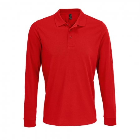 Рубашка поло с длинным рукавом Prime LSL, красная купить с нанесением логотипа оптом на заказ в интернет-магазине Санкт-Петербург