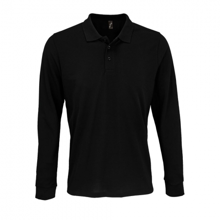 Рубашка поло с длинным рукавом Prime LSL, черная купить с нанесением логотипа оптом на заказ в интернет-магазине Санкт-Петербург