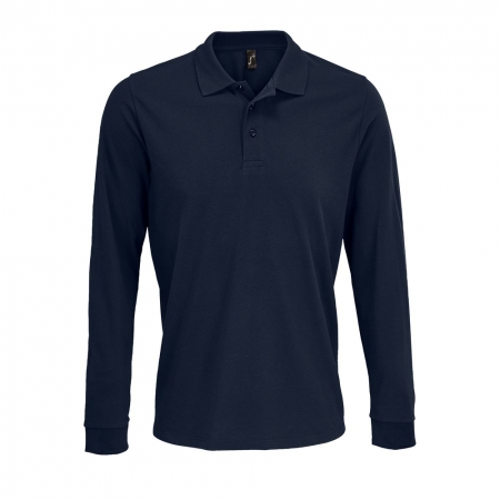 Рубашка поло с длинным рукавом Prime LSL, темно-синяя купить с нанесением логотипа оптом на заказ в интернет-магазине Санкт-Петербург