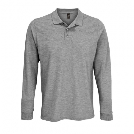 Рубашка поло с длинным рукавом Prime LSL, серый меланж купить с нанесением логотипа оптом на заказ в интернет-магазине Санкт-Петербург