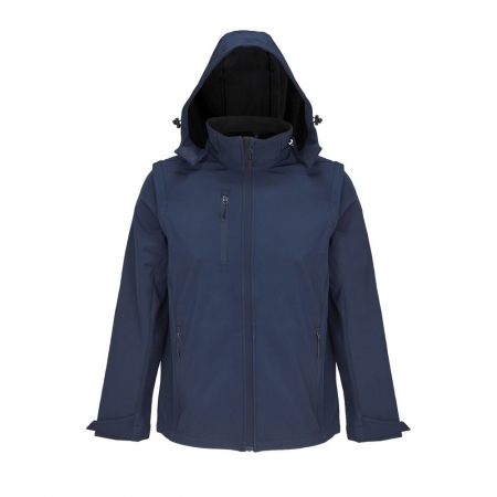 Куртка-трансформер унисекс Falcon, синяя купить с нанесением логотипа оптом на заказ в интернет-магазине Санкт-Петербург