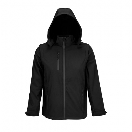 Куртка-трансформер унисекс Falcon, черная купить с нанесением логотипа оптом на заказ в интернет-магазине Санкт-Петербург