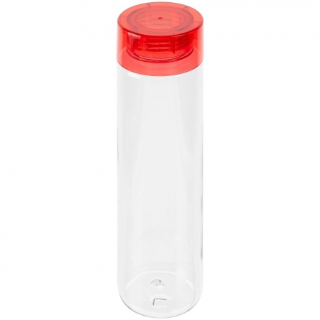 Бутылка для воды Aroundy, прозрачная с красной крышкой купить с нанесением логотипа оптом на заказ в интернет-магазине Санкт-Петербург