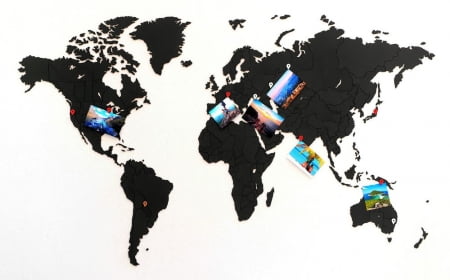 Деревянная карта мира World Map True Puzzle Small, черная купить с нанесением логотипа оптом на заказ в интернет-магазине Санкт-Петербург