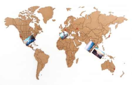 Деревянная карта мира World Map True Puzzle Small, коричневая купить с нанесением логотипа оптом на заказ в интернет-магазине Санкт-Петербург