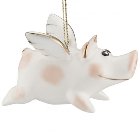 Фарфоровая елочная игрушка Piggy Wingy купить с нанесением логотипа оптом на заказ в интернет-магазине Санкт-Петербург
