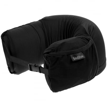 Дорожная подушка supSleep, черная купить с нанесением логотипа оптом на заказ в интернет-магазине Санкт-Петербург