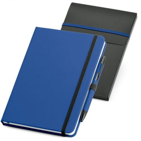 Набор: блокнот Advance с ручкой, синий с черным купить с нанесением логотипа оптом на заказ в интернет-магазине Санкт-Петербург