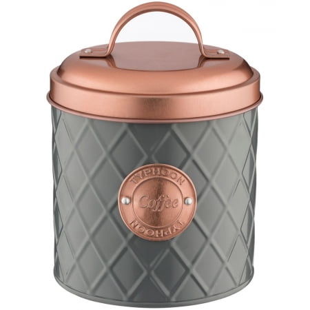 Емкость для хранения кофе Copper Lid, серая купить с нанесением логотипа оптом на заказ в интернет-магазине Санкт-Петербург