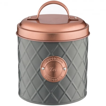 Емкость для хранения чая Copper Lid, серая купить с нанесением логотипа оптом на заказ в интернет-магазине Санкт-Петербург