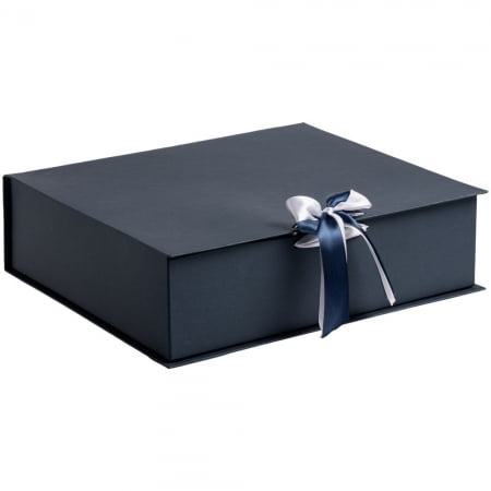 Коробка на лентах Tie Up, синяя купить с нанесением логотипа оптом на заказ в интернет-магазине Санкт-Петербург