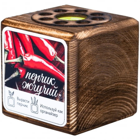 Набор для выращивания с органайзером «Экокуб Burn», перчик купить с нанесением логотипа оптом на заказ в интернет-магазине Санкт-Петербург