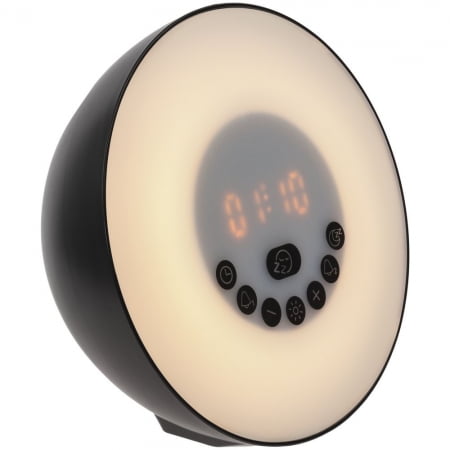 Лампа-колонка dreamTime для пробуждения светом и музыкой, черная купить с нанесением логотипа оптом на заказ в интернет-магазине Санкт-Петербург