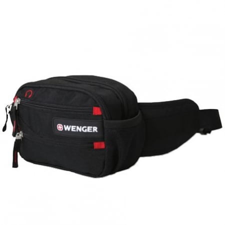 Поясная сумка Funny Pack, черная с красным купить с нанесением логотипа оптом на заказ в интернет-магазине Санкт-Петербург