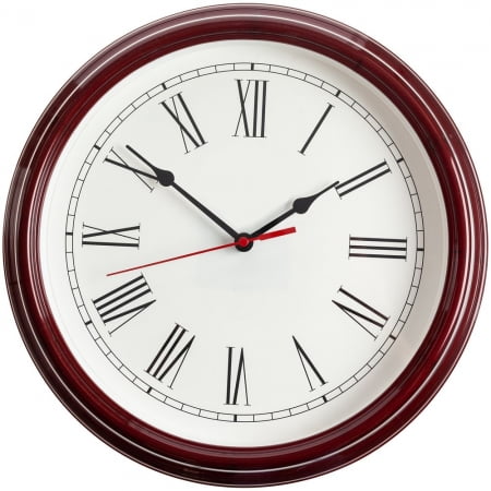 Часы настенные Flat Circle, бордовые купить с нанесением логотипа оптом на заказ в интернет-магазине Санкт-Петербург