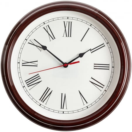 Часы настенные Flat Circle, коричневые купить с нанесением логотипа оптом на заказ в интернет-магазине Санкт-Петербург