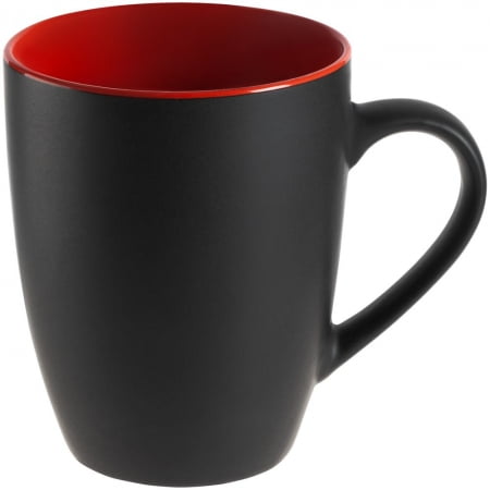 Кружка Bright Tulip, матовая, черная с красным купить с нанесением логотипа оптом на заказ в интернет-магазине Санкт-Петербург