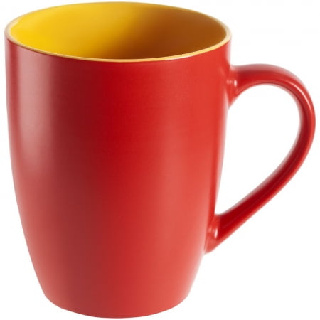 Кружка Bright Tulip, матовая, красная с желтым купить с нанесением логотипа оптом на заказ в интернет-магазине Санкт-Петербург