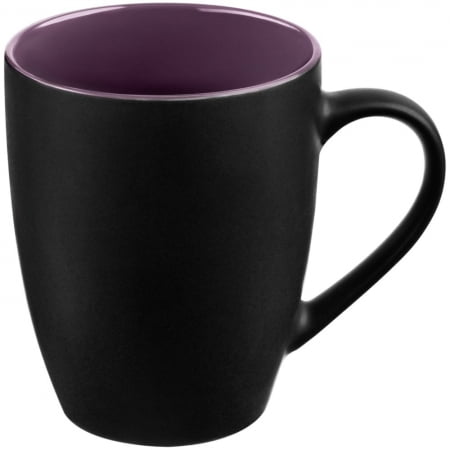 Кружка Bright Tulip, матовая, черная с фиолетовым купить с нанесением логотипа оптом на заказ в интернет-магазине Санкт-Петербург