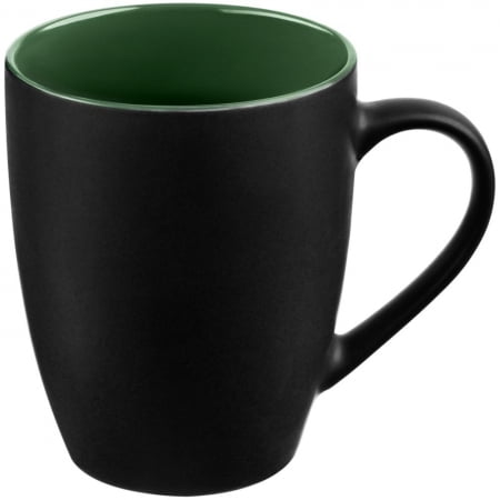 Кружка Bright Tulip, матовая, черная с зеленым купить с нанесением логотипа оптом на заказ в интернет-магазине Санкт-Петербург