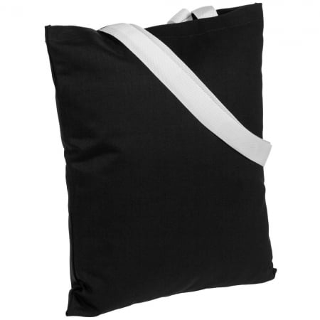 Холщовая сумка BrighTone, черная с белыми ручками купить с нанесением логотипа оптом на заказ в интернет-магазине Санкт-Петербург