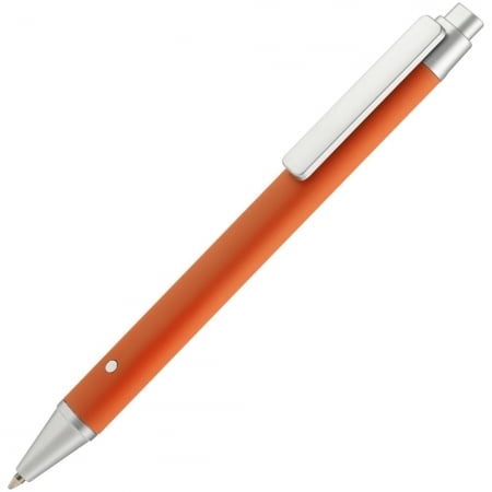 Ручка шариковая Button Up, оранжевая с серебристым купить с нанесением логотипа оптом на заказ в интернет-магазине Санкт-Петербург