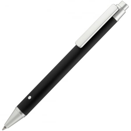 Ручка шариковая Button Up, черная с серебристым купить с нанесением логотипа оптом на заказ в интернет-магазине Санкт-Петербург