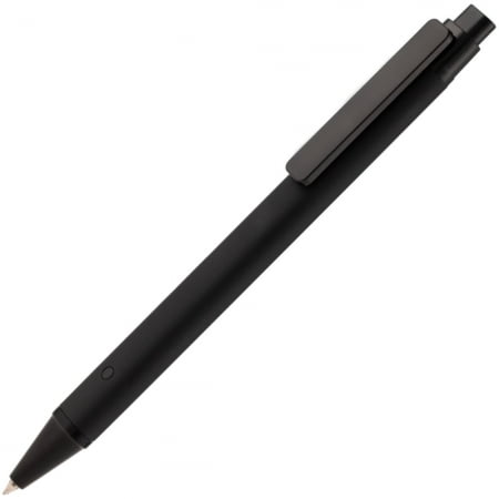 Ручка шариковая Button Up, черная купить с нанесением логотипа оптом на заказ в интернет-магазине Санкт-Петербург