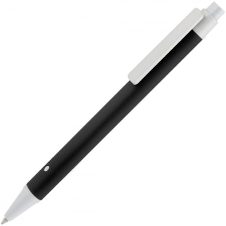 Ручка шариковая Button Up, черная с белым купить с нанесением логотипа оптом на заказ в интернет-магазине Санкт-Петербург