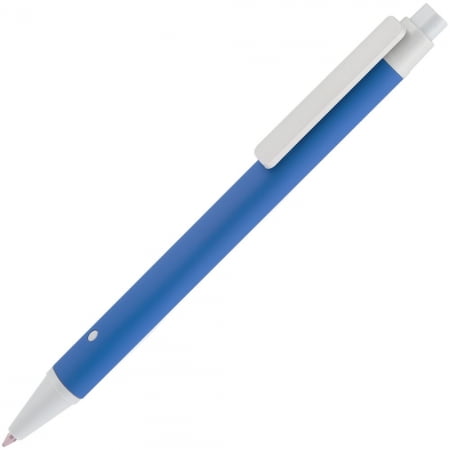 Ручка шариковая Button Up, синяя с белым купить с нанесением логотипа оптом на заказ в интернет-магазине Санкт-Петербург