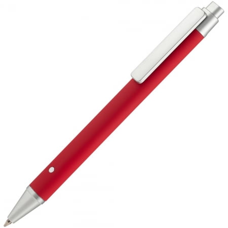 Ручка шариковая Button Up, красная с серебристым купить с нанесением логотипа оптом на заказ в интернет-магазине Санкт-Петербург