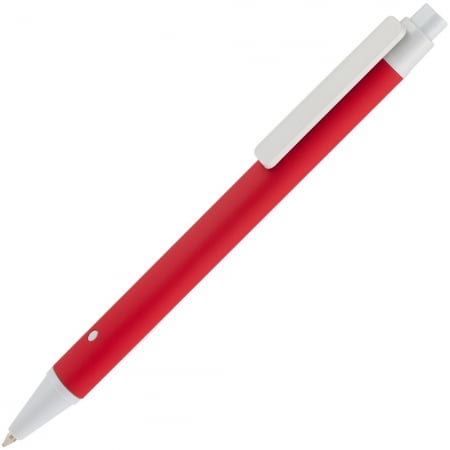 Ручка шариковая Button Up, красная с белым купить с нанесением логотипа оптом на заказ в интернет-магазине Санкт-Петербург