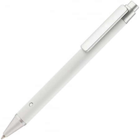 Ручка шариковая Button Up, белая с серебристым купить с нанесением логотипа оптом на заказ в интернет-магазине Санкт-Петербург
