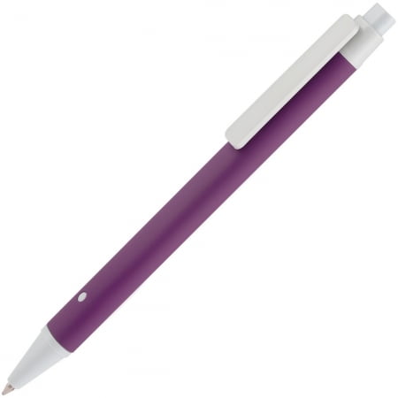 Ручка шариковая Button Up, фиолетовая с белым купить с нанесением логотипа оптом на заказ в интернет-магазине Санкт-Петербург