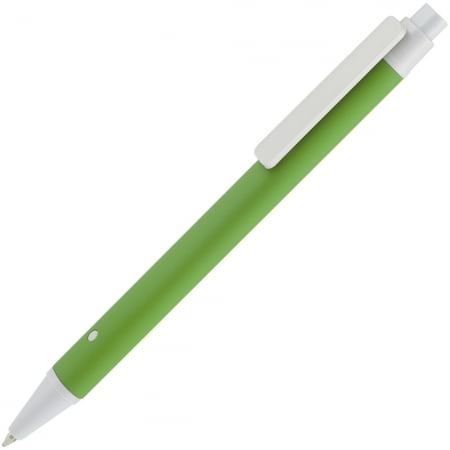 Ручка шариковая Button Up, зеленая с белым купить с нанесением логотипа оптом на заказ в интернет-магазине Санкт-Петербург