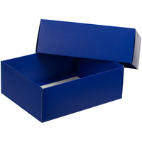 Коробка с окном InSight, синяя, уценка купить с нанесением логотипа оптом на заказ в интернет-магазине Санкт-Петербург