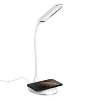 Лампа с беспроводной зарядкой Bright Helper, белая купить с нанесением логотипа оптом на заказ в интернет-магазине Санкт-Петербург