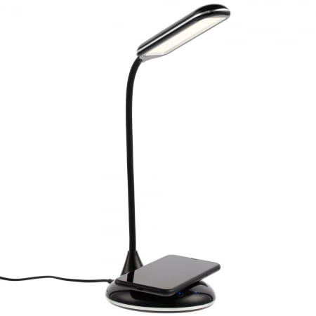 Лампа с беспроводной зарядкой Bright Helper, черная купить с нанесением логотипа оптом на заказ в интернет-магазине Санкт-Петербург