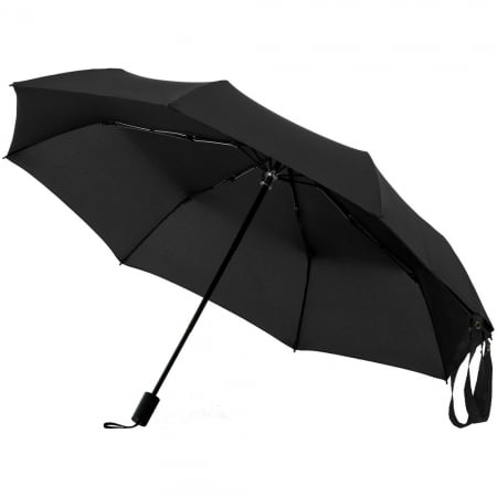 Зонт-сумка складной Stash, черный купить с нанесением логотипа оптом на заказ в интернет-магазине Санкт-Петербург