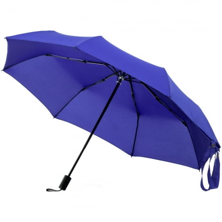 Зонт-сумка складной Stash, синий купить с нанесением логотипа оптом на заказ в интернет-магазине Санкт-Петербург