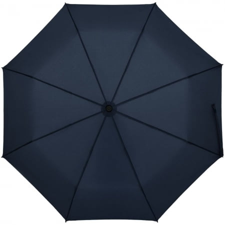 Зонт складной Clevis с ручкой-карабином, темно-синий купить с нанесением логотипа оптом на заказ в интернет-магазине Санкт-Петербург