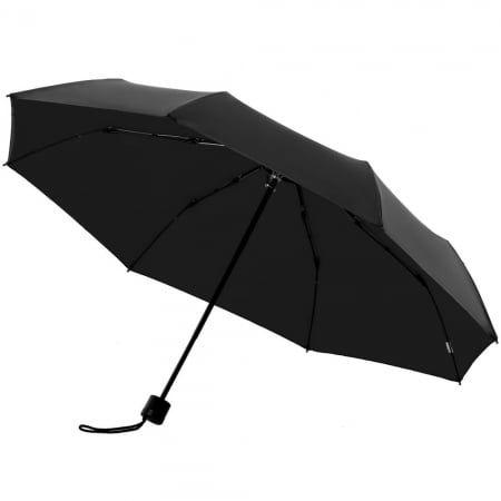 Зонт складной с защитой от УФ-лучей Sunbrella, черный купить с нанесением логотипа оптом на заказ в интернет-магазине Санкт-Петербург