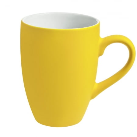 Кружка Best Morning c покрытием софт-тач, желтая купить с нанесением логотипа оптом на заказ в интернет-магазине Санкт-Петербург