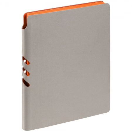 Ежедневник Flexpen, недатированный, серебристо-оранжевый купить с нанесением логотипа оптом на заказ в интернет-магазине Санкт-Петербург