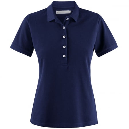 Рубашка поло женская Sunset, темно-синяя купить с нанесением логотипа оптом на заказ в интернет-магазине Санкт-Петербург