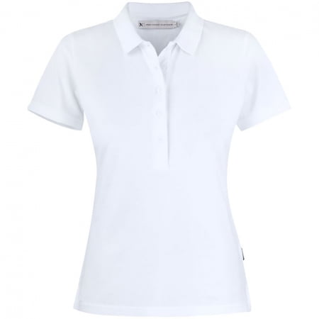 Рубашка поло женская Sunset, белая купить с нанесением логотипа оптом на заказ в интернет-магазине Санкт-Петербург