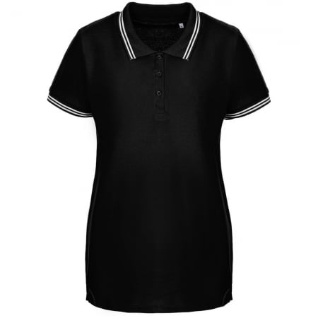 Рубашка поло женская Virma Stripes Lady, черная купить с нанесением логотипа оптом на заказ в интернет-магазине Санкт-Петербург