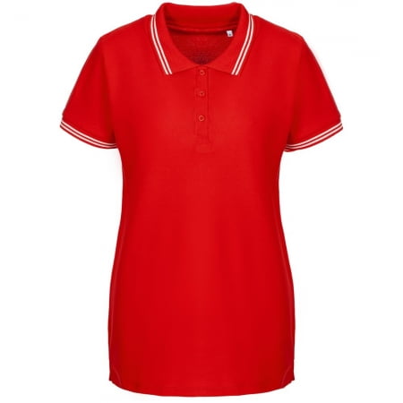 Рубашка поло женская Virma Stripes Lady, красная купить с нанесением логотипа оптом на заказ в интернет-магазине Санкт-Петербург